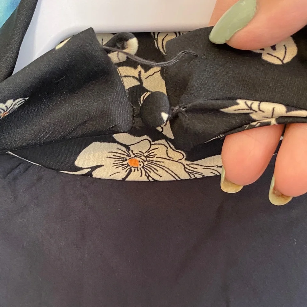 Free People Black and Cream Floral Backless Dress - Picture 10 of 14